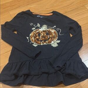 Black and Orange Long Sleeve Tee with Autumn Graphic